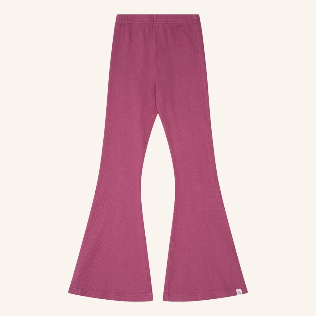 Camiseta acampanada de canalé rojo violeta