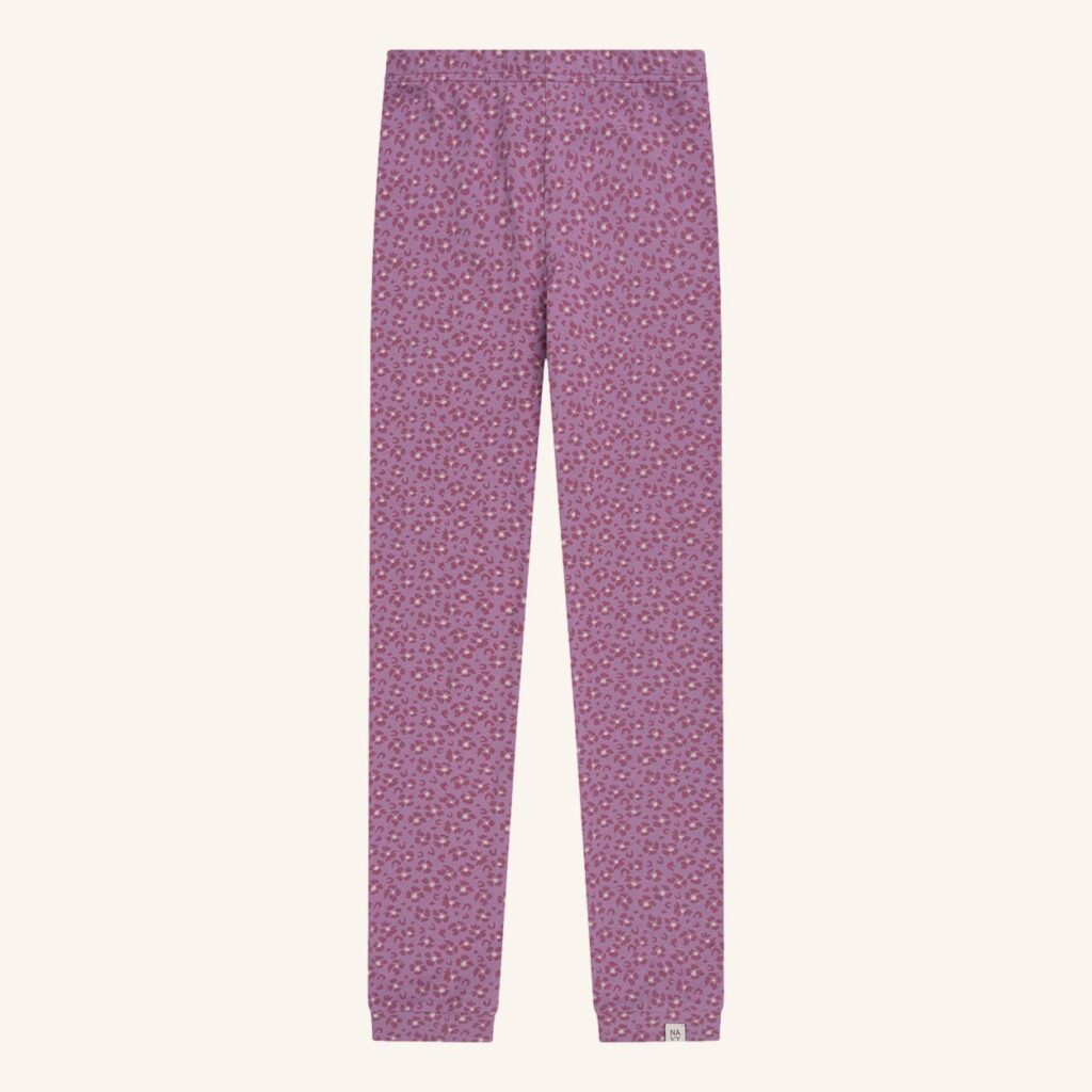 Leggings con estampado de leopardo y flores en color lila