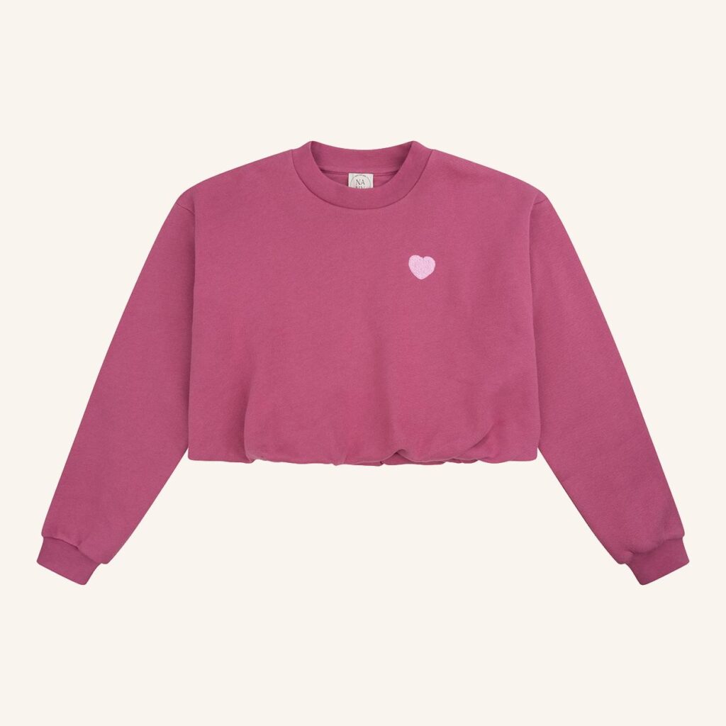Pom-Pullover rot, violett, rosa