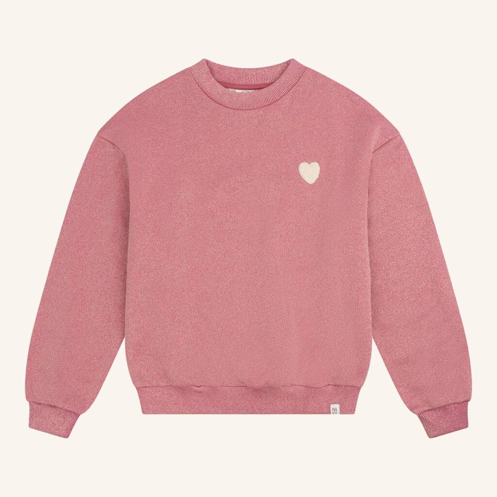 Oversize-Pullover in Rot-Violett mit Glitzer