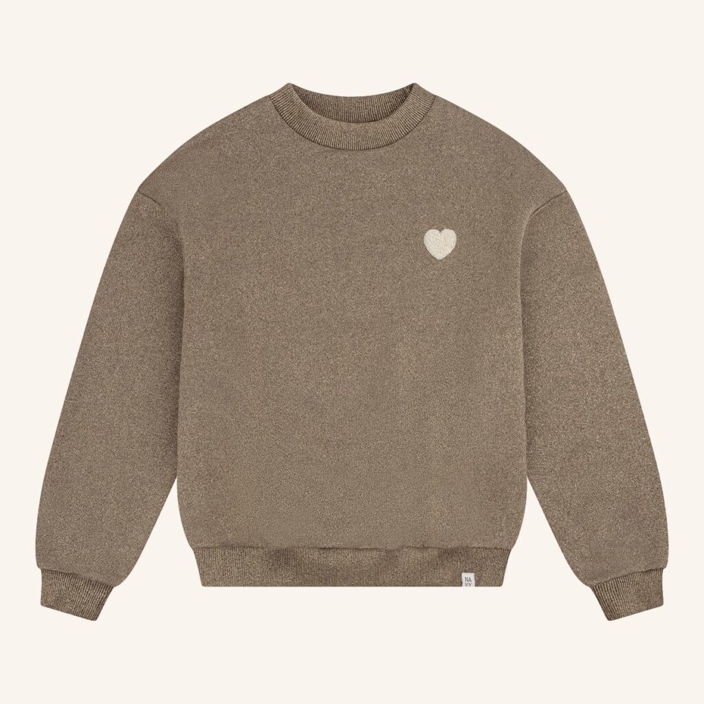 Oversize-Pullover, dunkelbraun, mit Glitzer