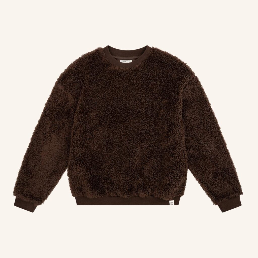 Oversize-Pullover in Teddy-Braun