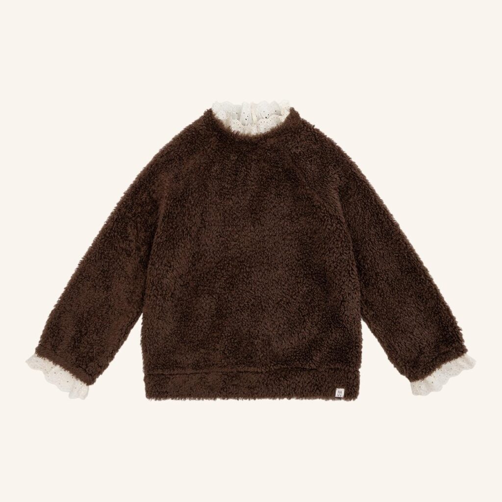 Jersey «Jackie» con bordado, marrón, estilo teddy
