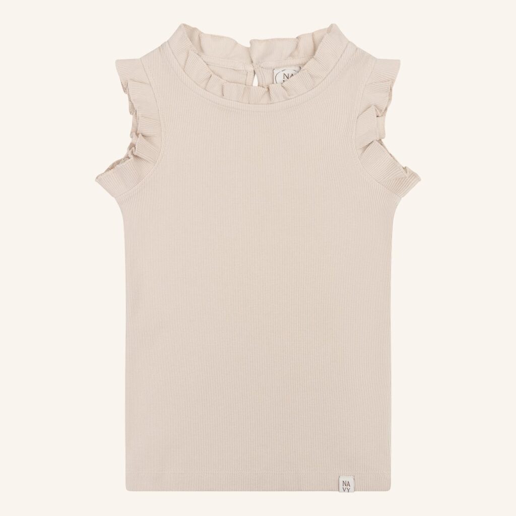 Ruffle top almond rib