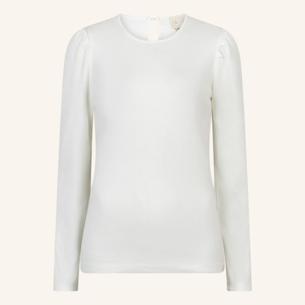 Anouk top white rib - Woman