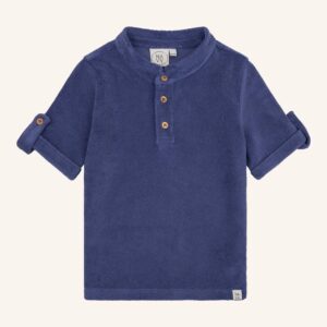 Polo para niño de manga corta azul tormenta de felpa