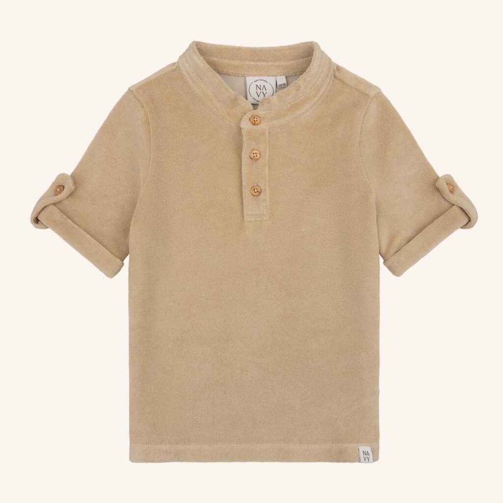 Boys polo short sleeve beige badstof