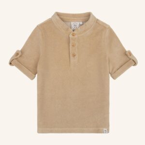 Polo para niño de manga corta beige de felpa