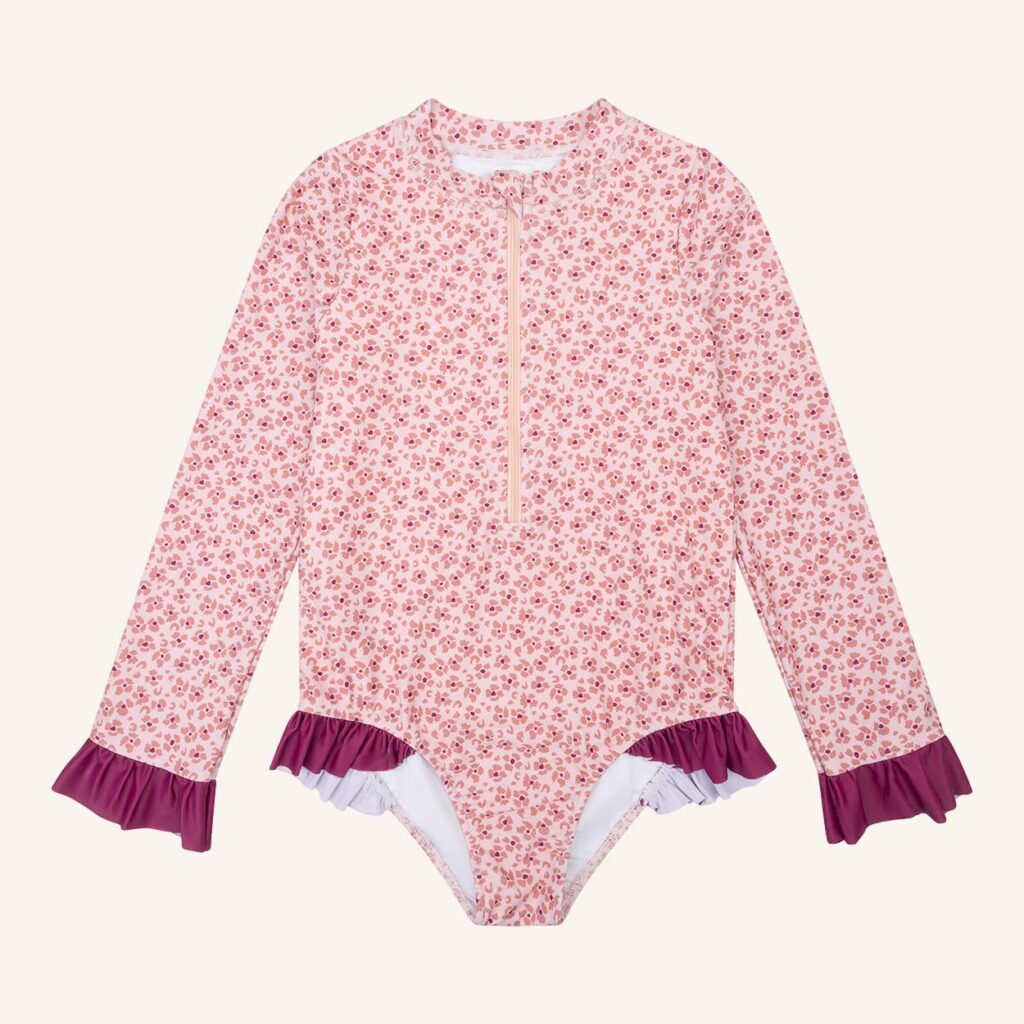 Swimsuit pink leopard flower