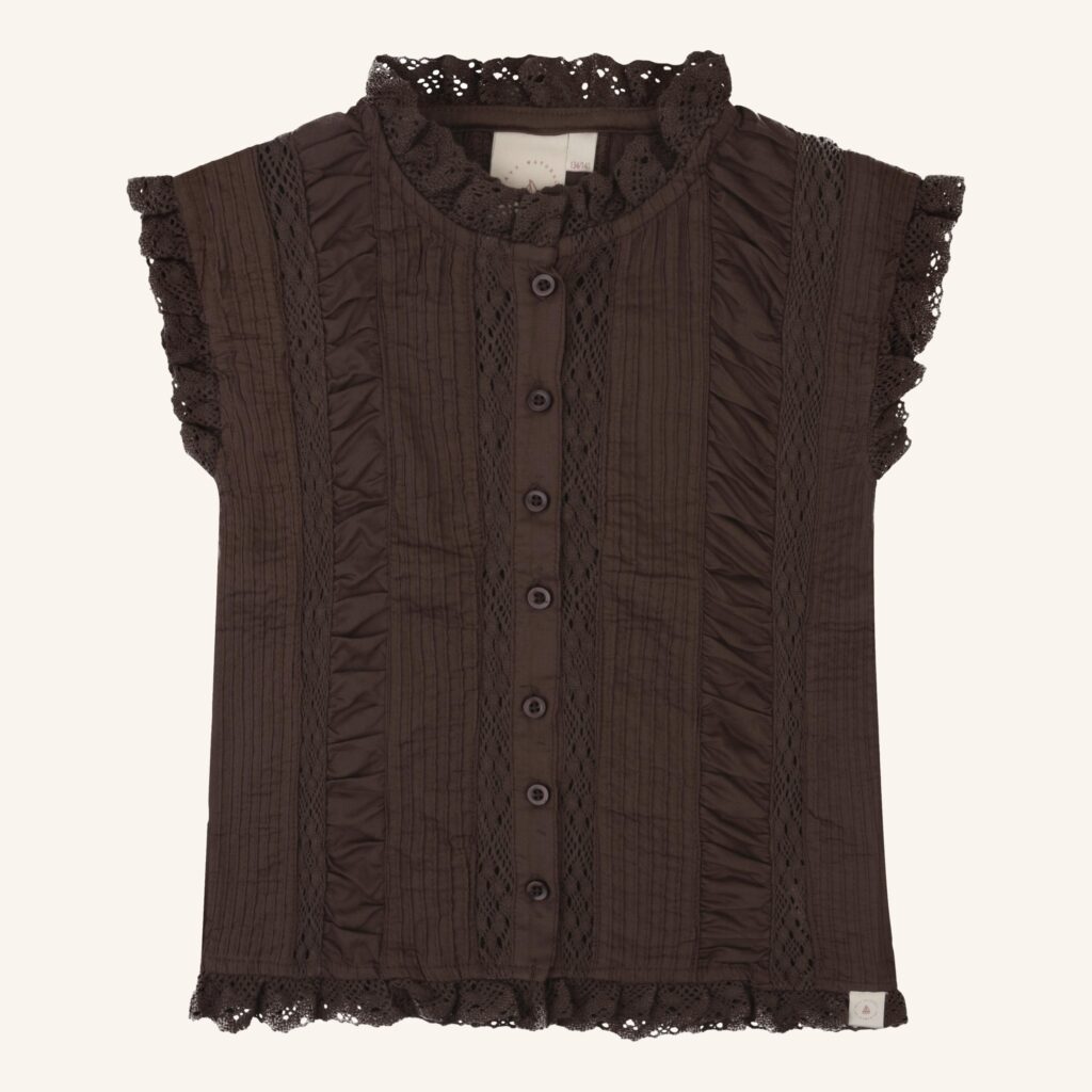 Kaat lace blouse chocolate brown NOOS