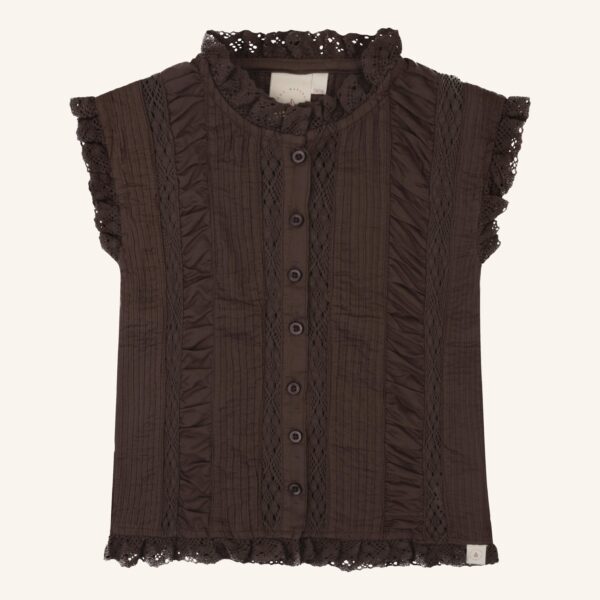 Kaat lace blouse chocolate brown NOOS