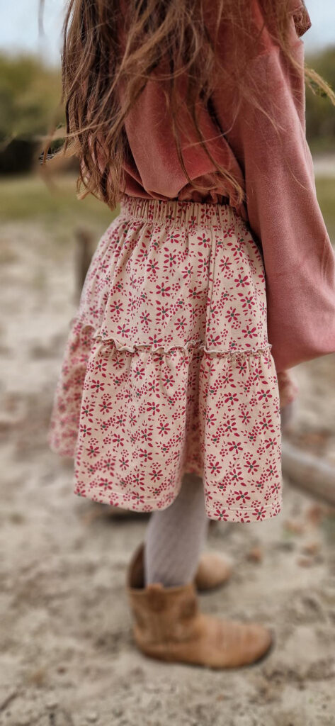 Bo skirt beige & pink flower