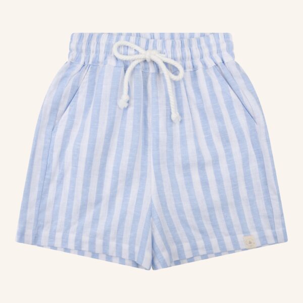 Niels kurze blaue Leinenhose mit Streifen