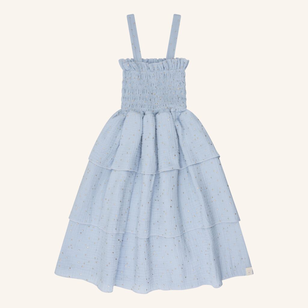 Ruffle dress blue & gold