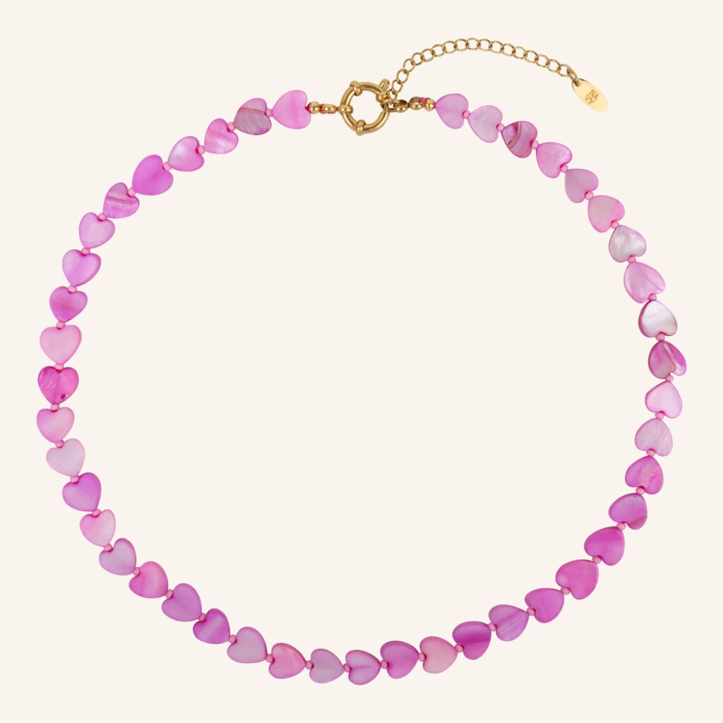 collier cœur rose