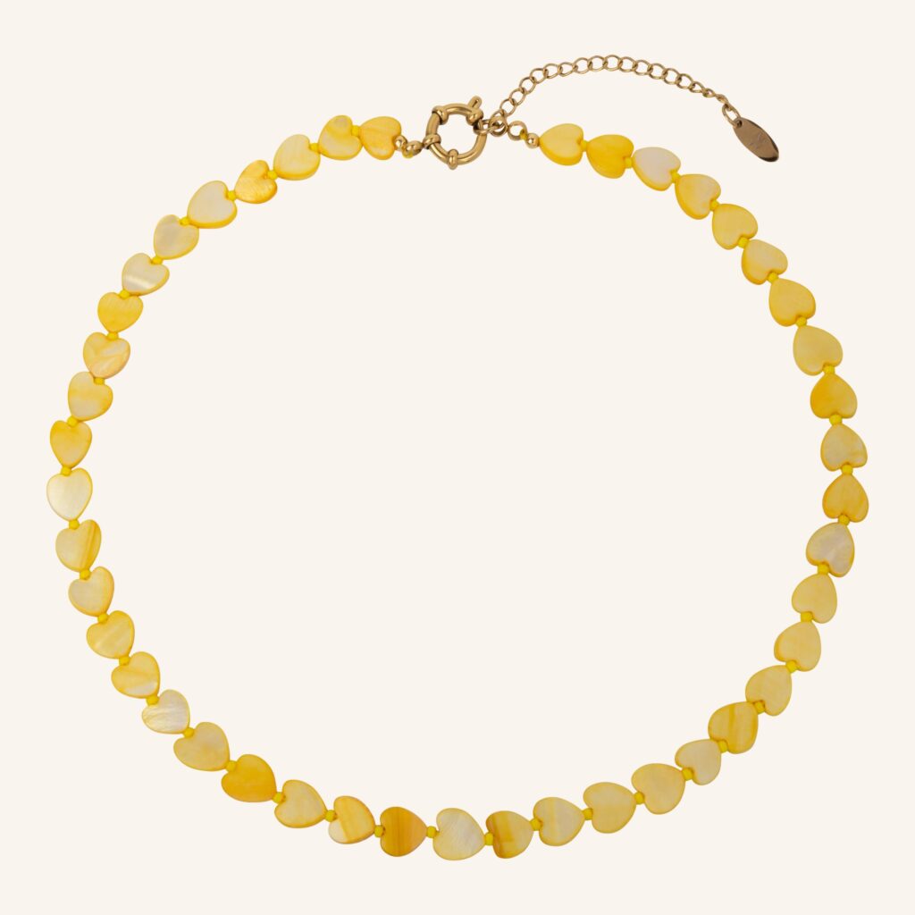 collier cœur jaune