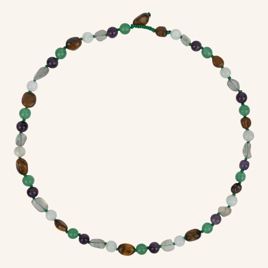 Collier pour garçon marron et bleu
