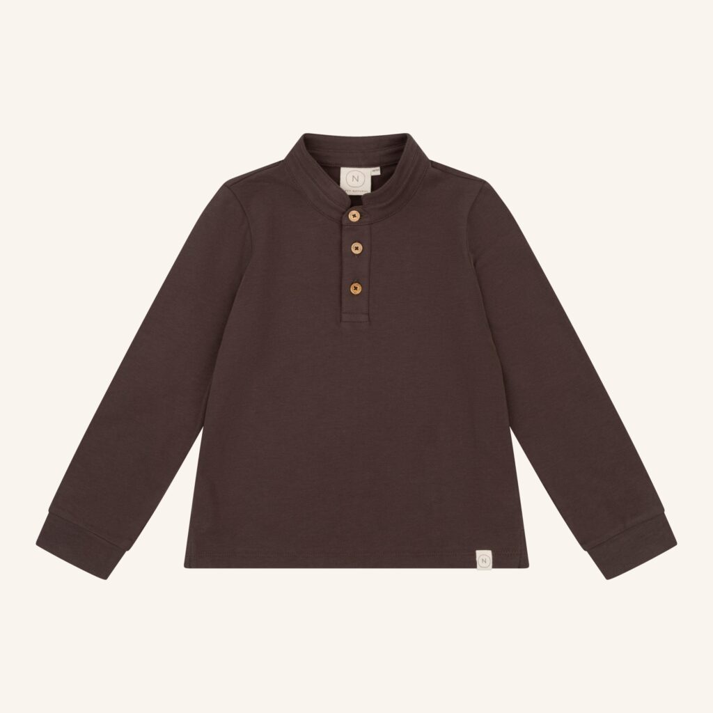 Boys polo darkbrown jersey