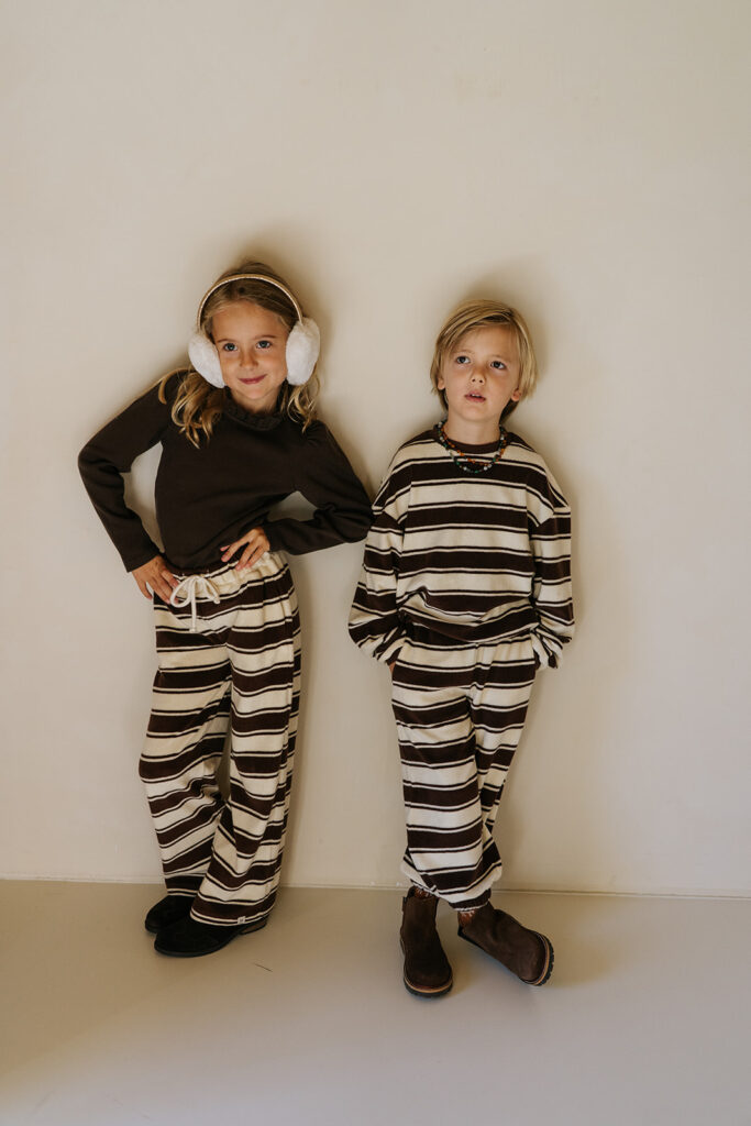 Wide leg pants  dark brown bath terry stripe