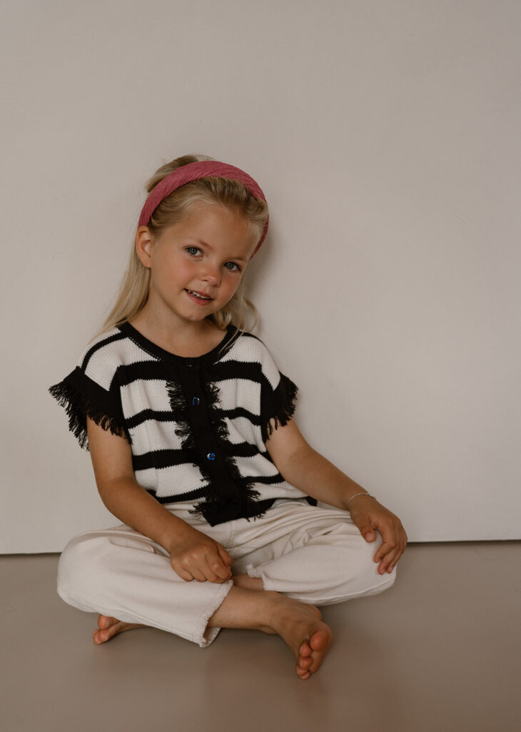 Claire striped ruffle gillet