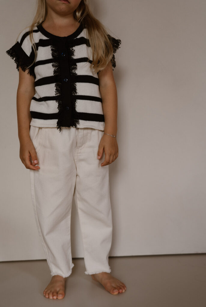 Claire striped ruffle gillet