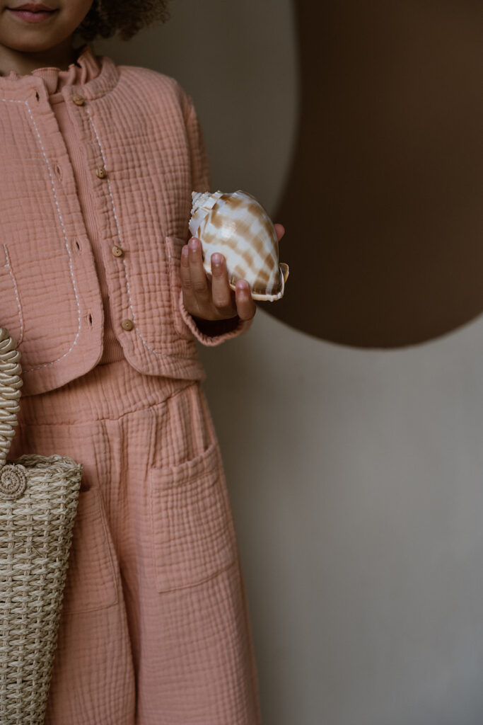 Wide leg pink sand mousseline with pockets