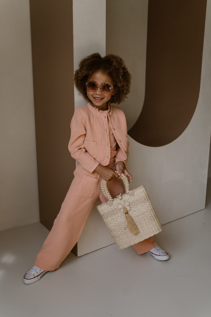 Wide leg pink sand mousseline with pockets