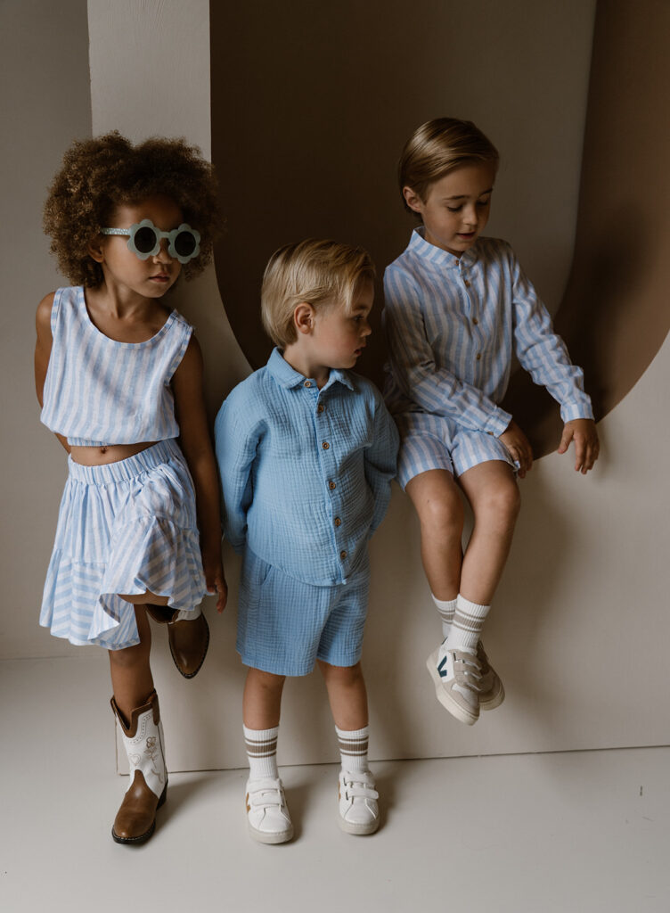 Niels short blue mousseline