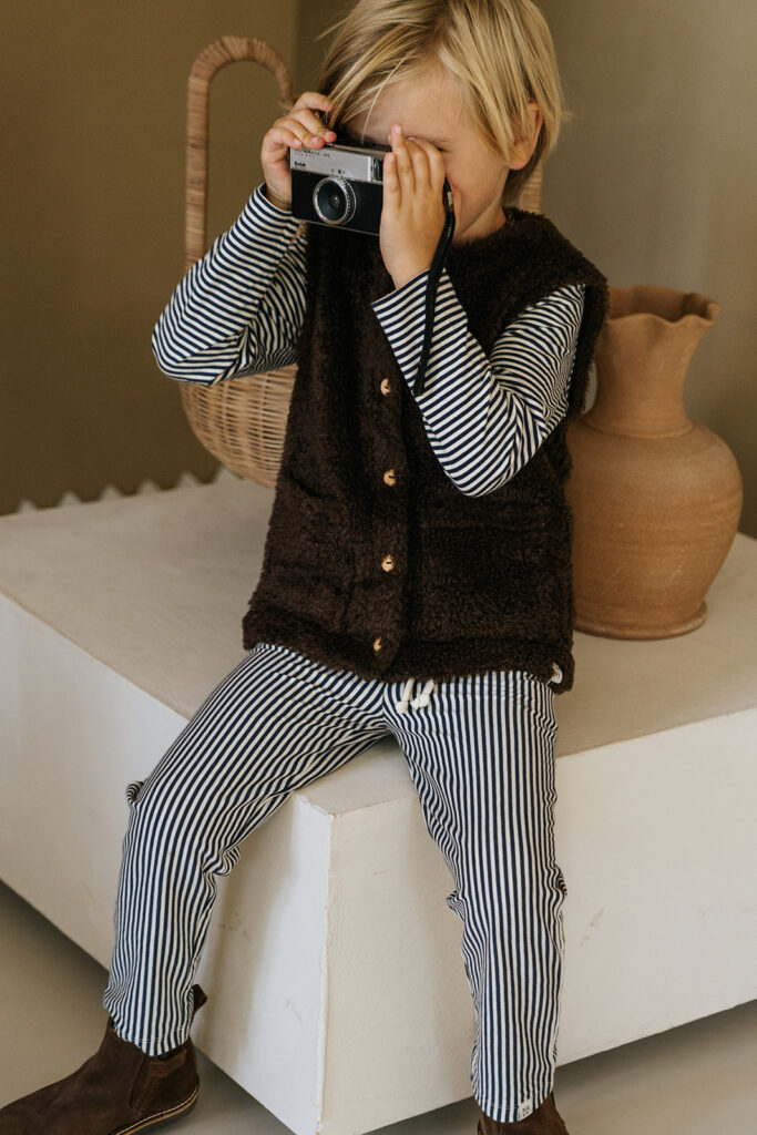Pantalon Milly à rayures écru