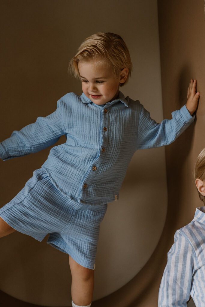 Niels short blue mousseline