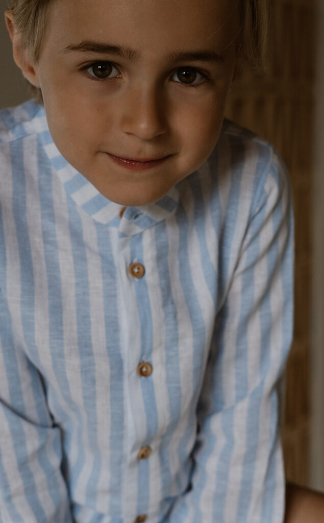 Parker blouse blue linnen stripe