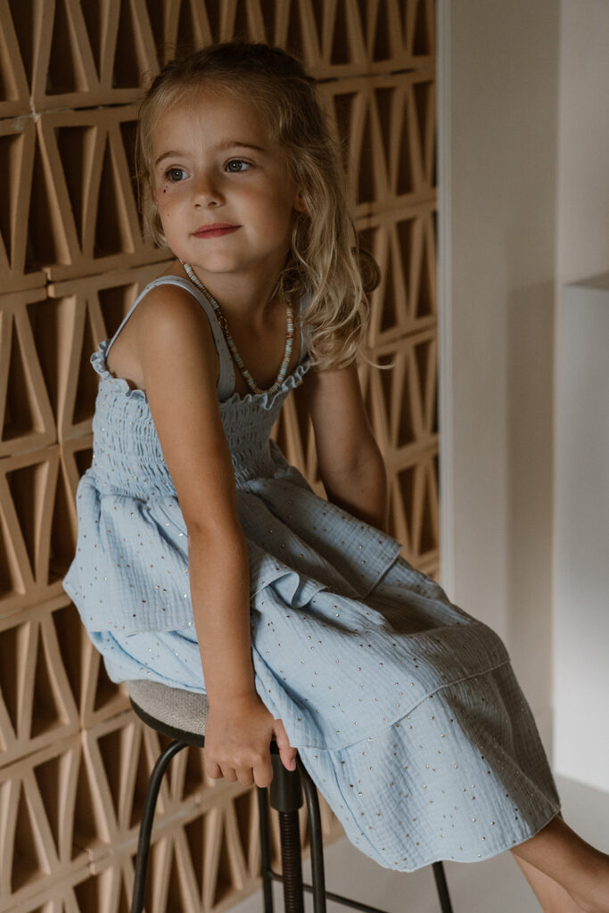 Ruffle dress blue & gold