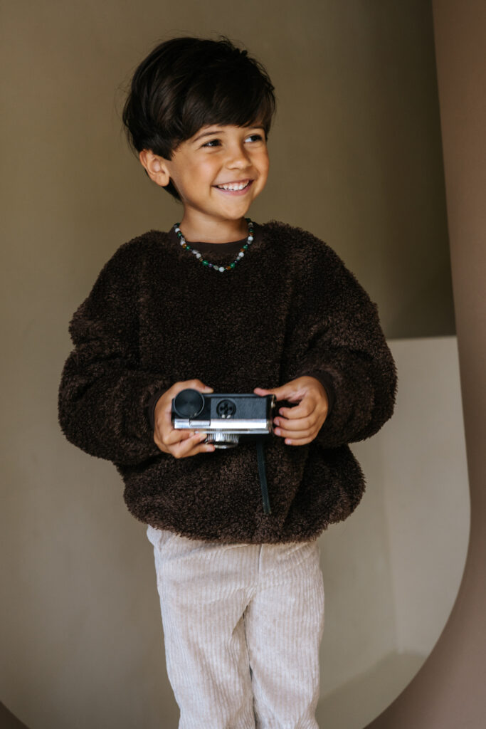 Oversize-Pullover in Teddy-Braun