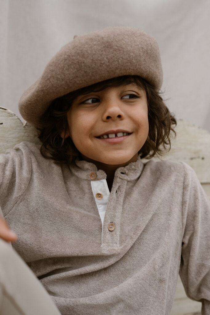 Boys polo zand/taupe badstof NOOS