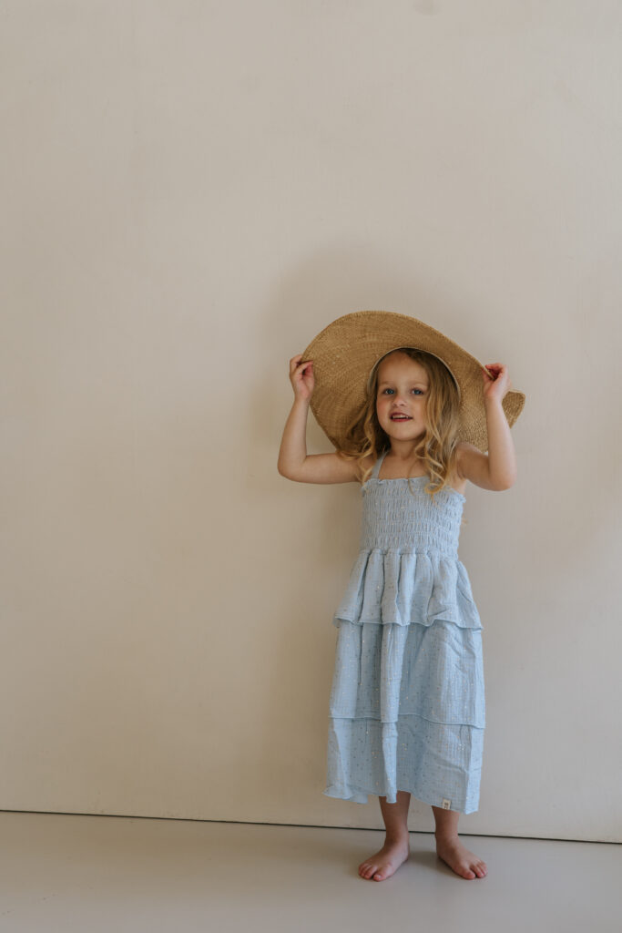 Rüschenkleid blau &amp; gold
