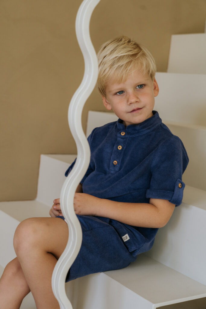 Boys Polo Short Sleeve Storm Blue Frottee