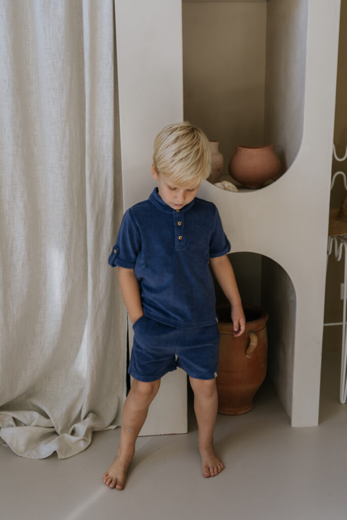 Boys Polo Short Sleeve Storm Blue Frottee