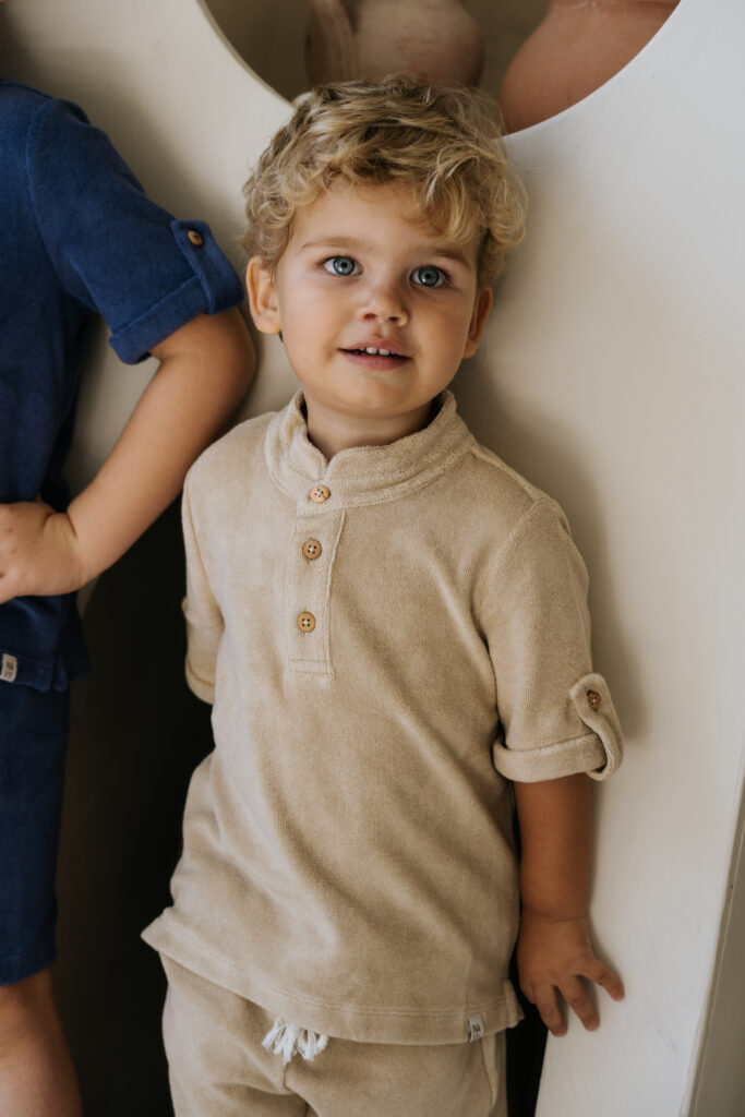 Boys Polo Short Sleeve Beige Frottee