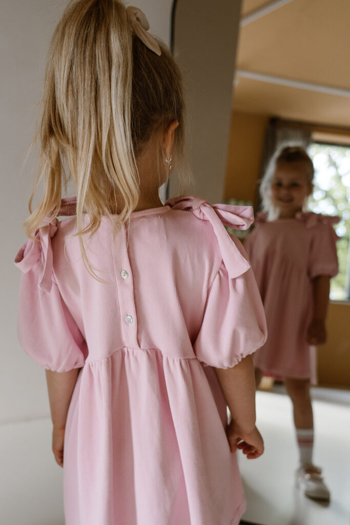 Fransje bow dress pink rib