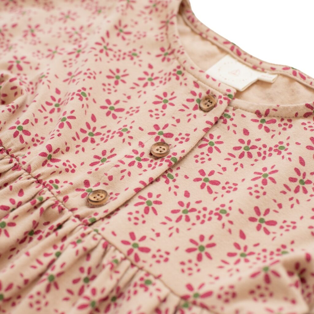 Kay dress beige & pink flower