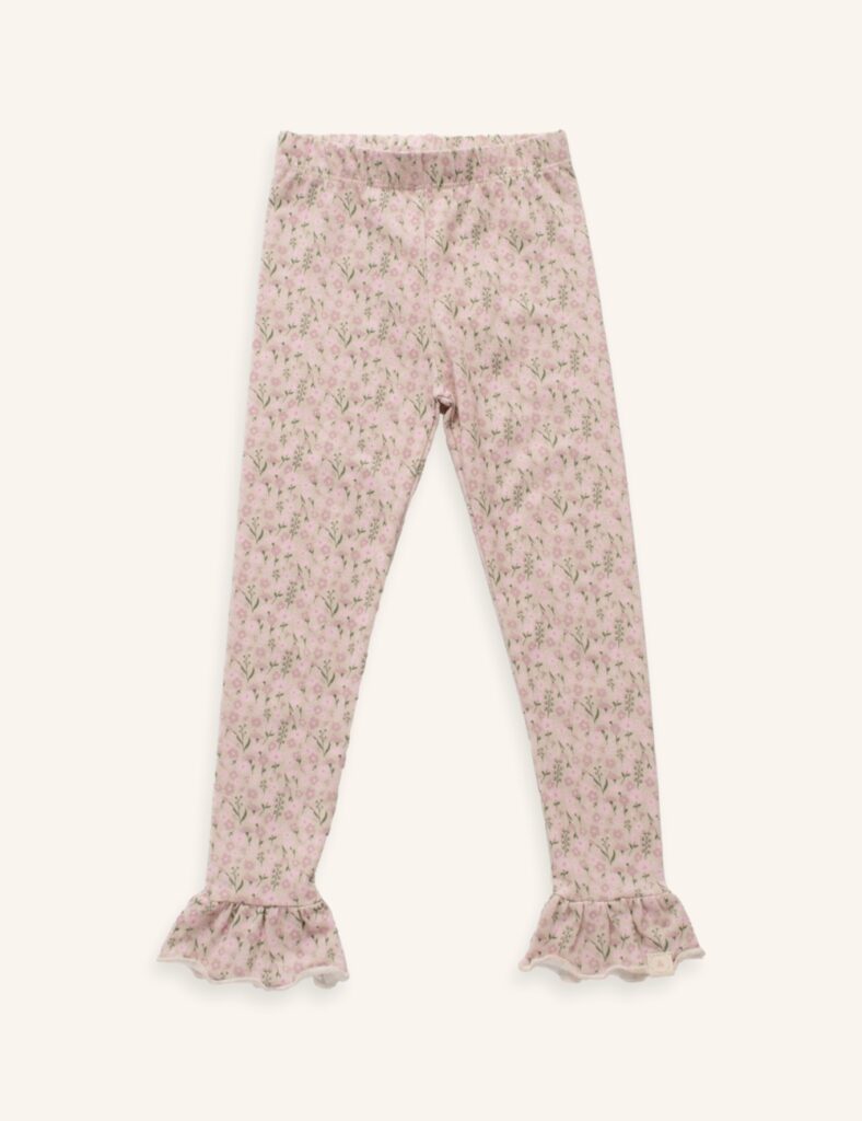 Ruffle legging field of flowers mauve