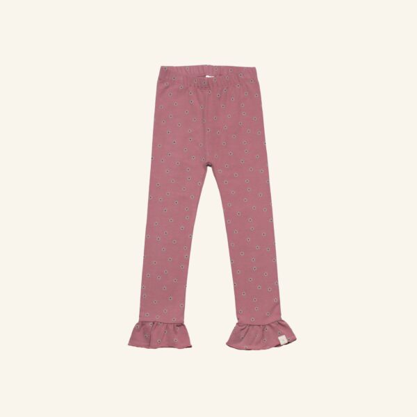 Ruffle legging dotted flowers mauve