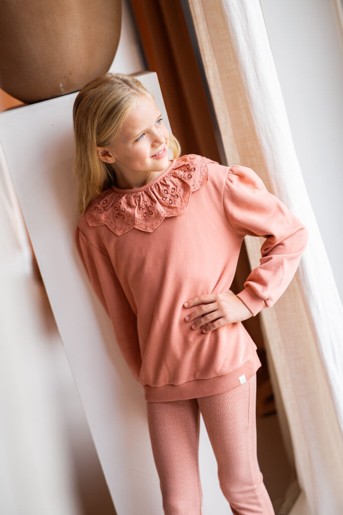 Bibi broderie sweater rose dawn