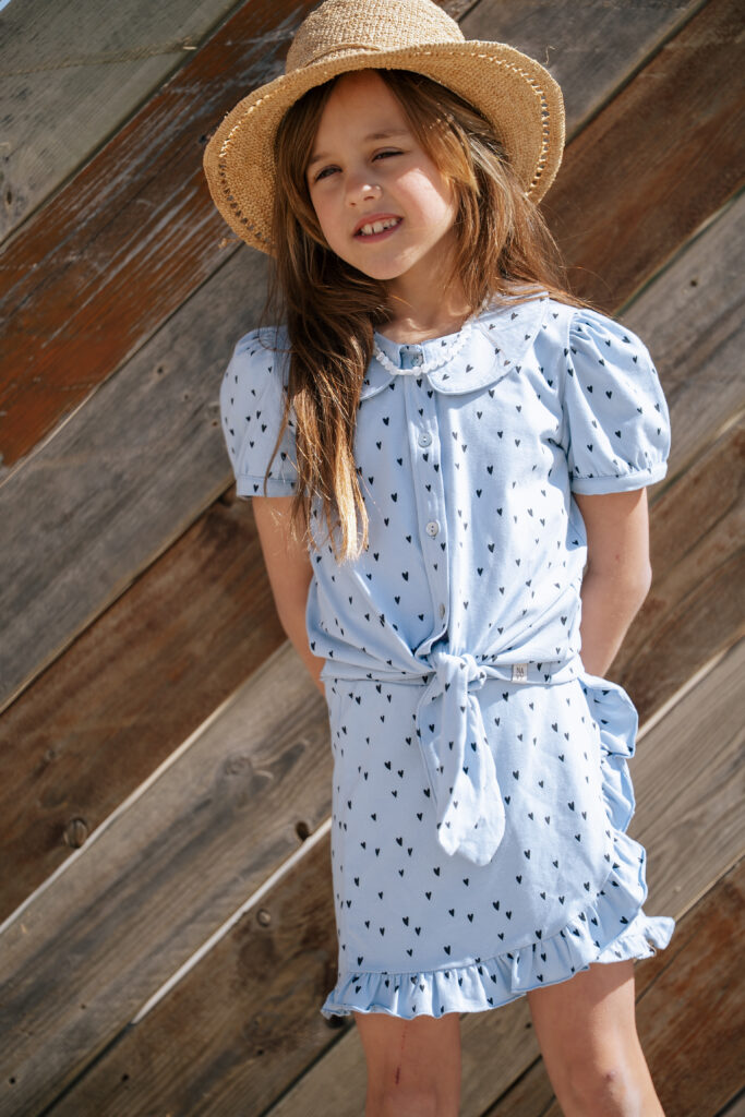 Faye blouse light blue hearts