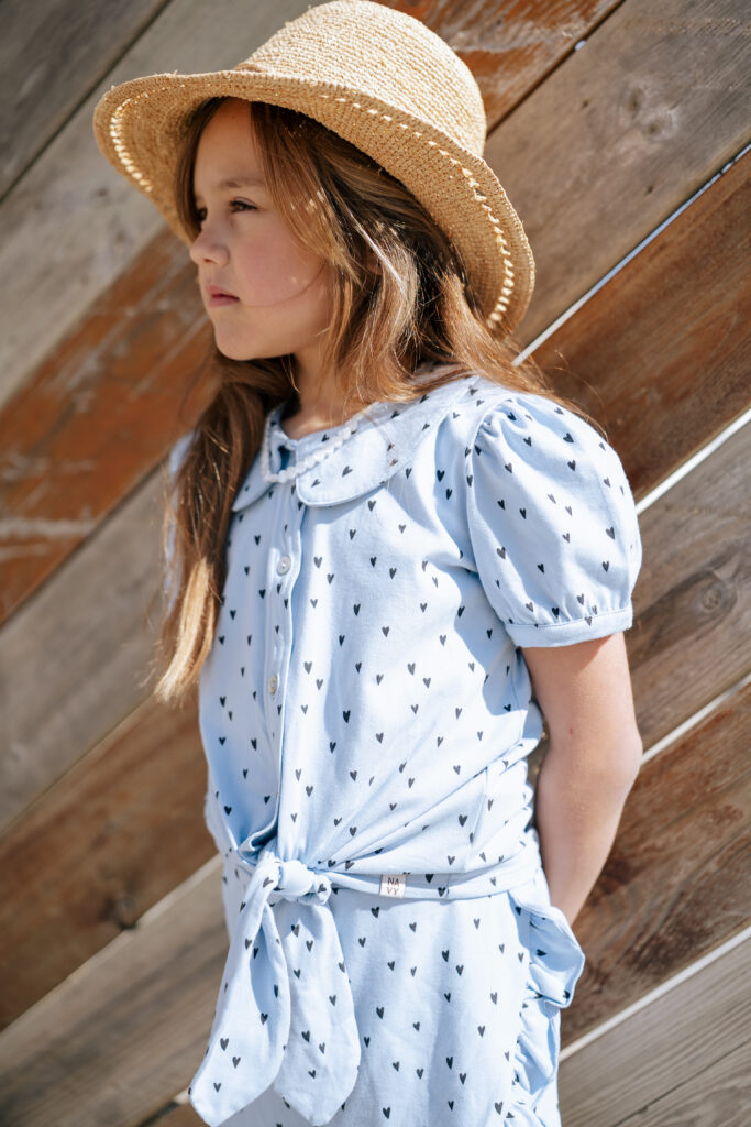 Faye blouse light blue hearts