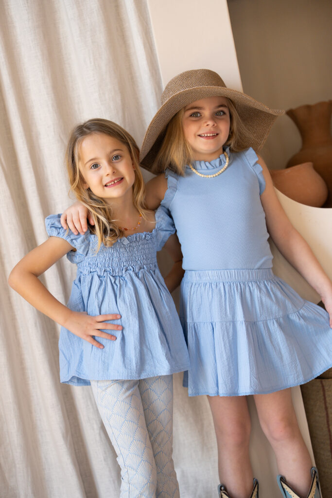 Emma top blue mousseline