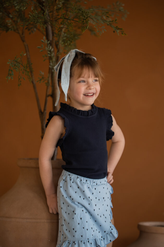 Ruffle top navy blue