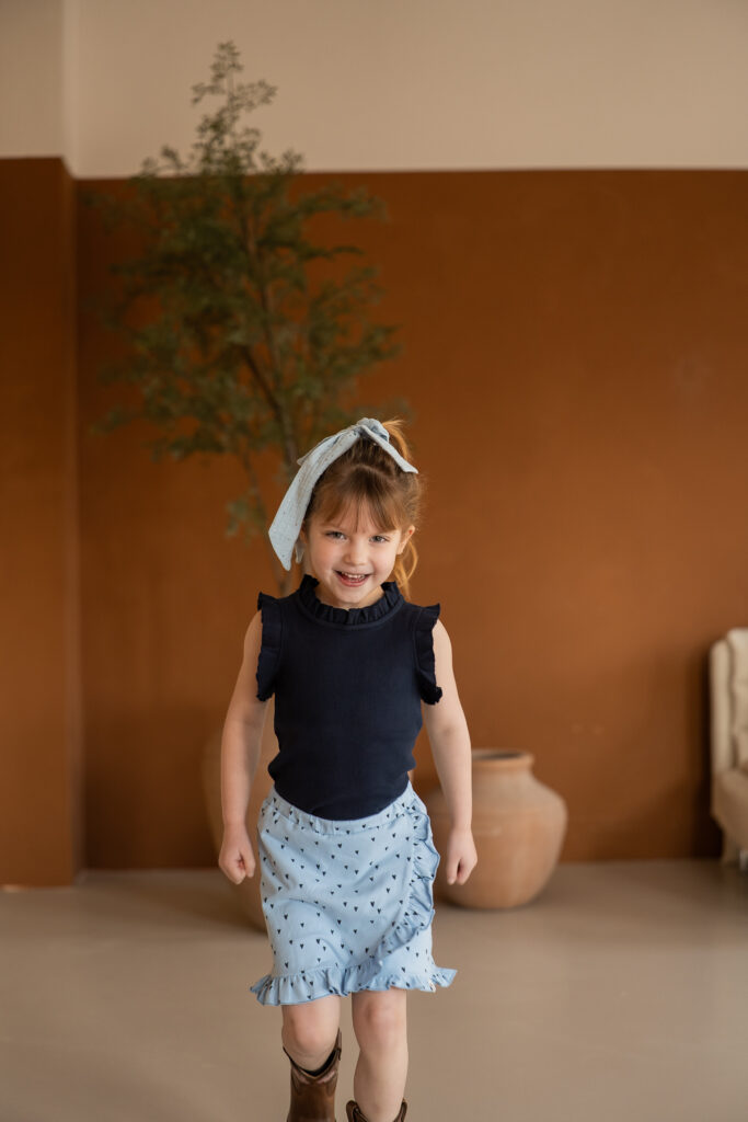 Ruffle top navy blue