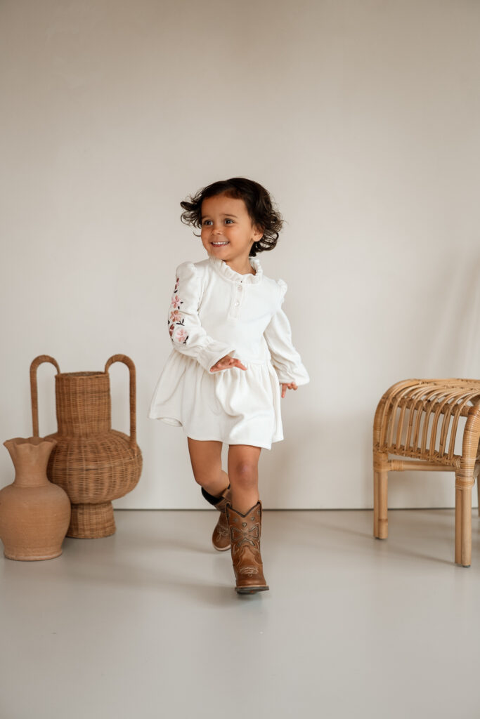 Madee dress almond velvet broderie flowers