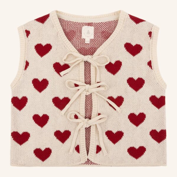 Heart-Weste in Creme und Bordeauxrot